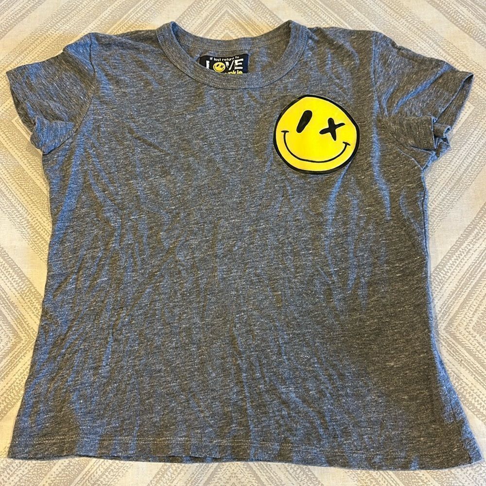 If lost return to LOVE Girls Grey T-Shirt Smiley Face - Size L